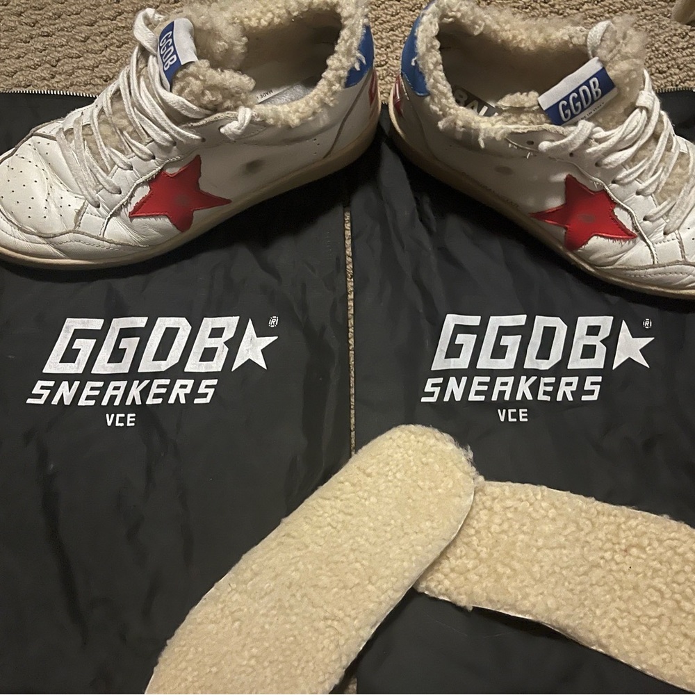 Golden Goose Ball Stars size 39 red and blue with Shearling insert sneakers